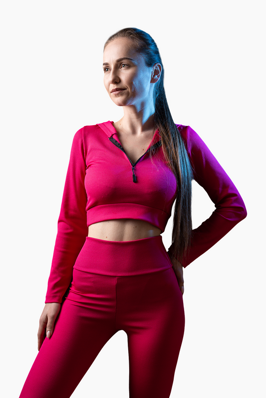 Pink Ribbed Athletic Set